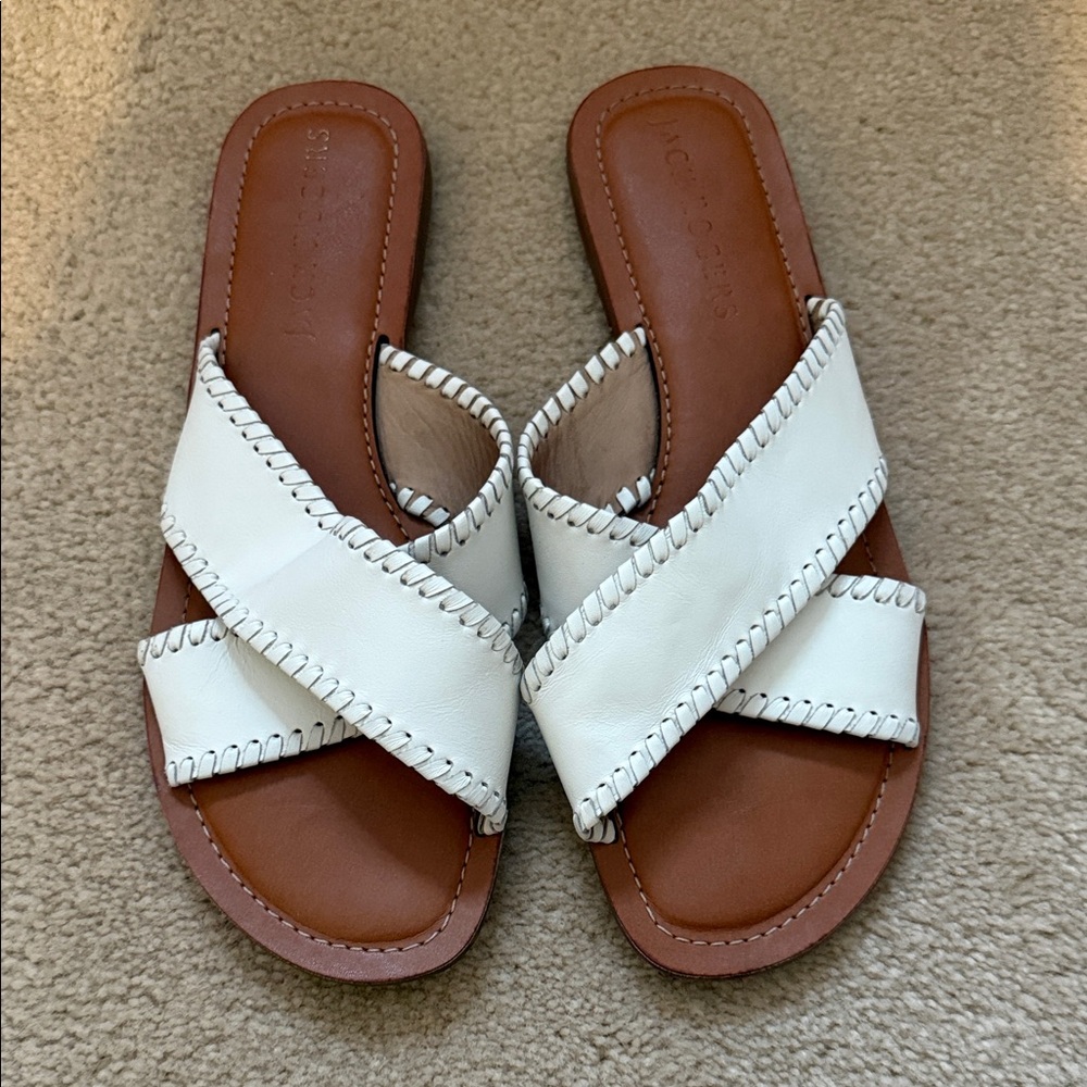 Jack Rogers Cream and Tan Leather Sandals